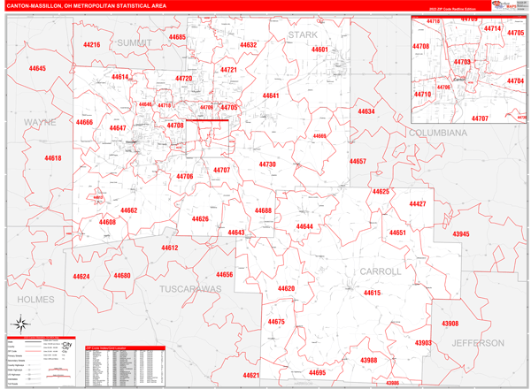 Canton-Massillon Metro Area Map Book Red Line Style